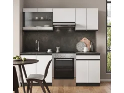 Vicco R-Line Küchenzeile Weiß/Anthrazit 200 cm AP Anthrazit ohne E-Geräte