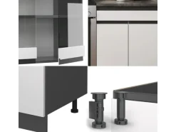 Vicco R-Line Küchenzeile Weiß/Anthrazit 200 cm AP Anthrazit ohne E-Geräte