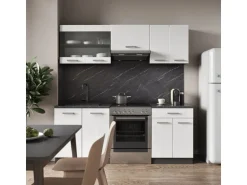 Vicco R-Line Küchenzeile Weiß Hochglanz/Anthrazit 200 cm ohne Arbeitsplatte ohne E-Geräte