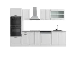 Vicco R-Line Küchenzeile Weiß Landhaus/Weiß 300 cm mit HochschrankAP Anthrazit ohne E-Geräte