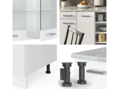 Vicco R-Line Küchenzeile Weiß Hochglanz/Weiß 240 cm AP Anthrazit ohne E-Geräte