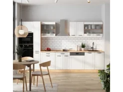 Vicco R-Line Küchenzeile Weiß Landhaus/Goldkraft Eiche 350 cm AP Eiche ohne E-Geräte