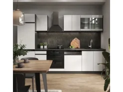 Vicco R-Line Küchenzeile Weiß/Anthrazit 300 cm AP Marmor ohne E-Geräte