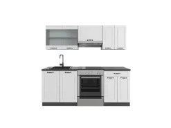 Vicco R-Line Küchenzeile Weiß Landhaus/Anthrazit 200 cm ohne Arbeitsplatte ohne E-Geräte