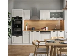 Vicco R-Line Küchenzeile Weiß Landhaus/Weiß 300 cm mit HochschrankAP Marmor ohne E-Geräte