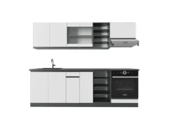 Vicco R-Line Küchenzeile Weiß/Anthrazit 240 cm AP Anthrazit ohne E-Geräte