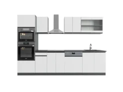 Vicco R-Line Küchenzeile Weiß/Anthrazit 300 cm mit HochschrankAP Anthrazit ohne E-Geräte