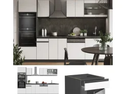 Vicco R-Line Küchenzeile Weiß/Anthrazit 300 cm mit HochschrankAP Anthrazit ohne E-Geräte