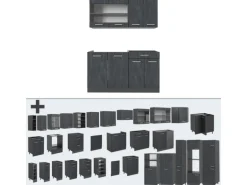 Vicco R-Line Mini-Küche Schwarz Beton/Anthrazit 140 cm AP Anthrazit ohne E-Geräte