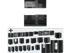 Vicco R-Line Mini-Küche Schwarz Hochglanz/Anthrazit 160 cm ohne Arbeitsplatte ohne E-Geräte