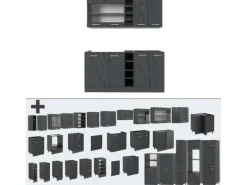 Vicco R-Line Mini-Küche Schwarz Beton/Anthrazit 160 cm ohne Arbeitsplatte ohne E-Geräte