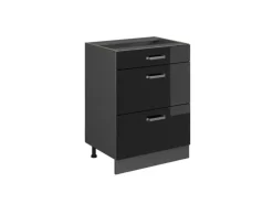 Vicco R-Line Schwarz Hochglanz/Anthrazit 60 cm mit Schubladen ohne Arbeitsplatte