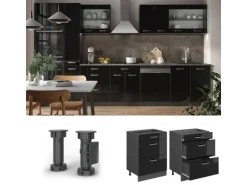 Vicco R-Line Schwarz Hochglanz/Anthrazit 60 cm mit Schubladen ohne Arbeitsplatte