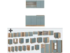 Vicco R-Line Single Küche Blau-Grau/Goldkraft Eiche 140 cm ohne Arbeitsplatte ohne E-Geräte