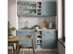 Vicco R-Line Single Küche Blau-Grau/Weiß 160 cm ohne Arbeitsplatte ohne E-Geräte