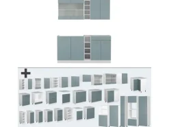 Vicco R-Line Single Küche Blau-Grau/Weiß 160 cm ohne Arbeitsplatte ohne E-Geräte