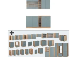 Vicco R-Line Single Küche Blau-Grau/Goldkraft Eiche 160 cm ohne Arbeitsplatte ohne E-Geräte