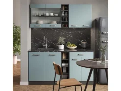 Vicco R-Line Single Küche Blau-Grau/Anthrazit 160 cm ohne Arbeitsplatte ohne E-Geräte