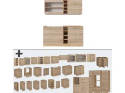 Vicco R-Line Single Küche Sonoma/Goldkraft Eiche 160 cm AP Anthrazit ohne E-Geräte