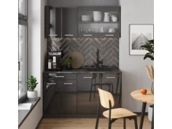 Vicco R-Line Singleküche Anthrazit Hochglanz/Anthrazit 140 cm AP Anthrazit ohne E-Geräte