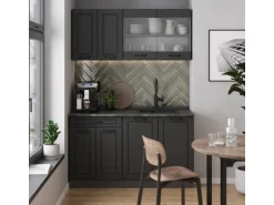 Vicco R-Line Singleküche Anthrazit Landhaus/Anthrazit 140 cm ohne Arbeitsplatte ohne E-Geräte