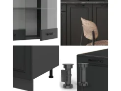 Vicco R-Line Singleküche Anthrazit Landhaus/Anthrazit 140 cm ohne Arbeitsplatte ohne E-Geräte