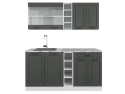 Vicco R-Line Singleküche Anthrazit Landhaus/Weiß 160 cm ohne Arbeitsplatte ohne E-Geräte