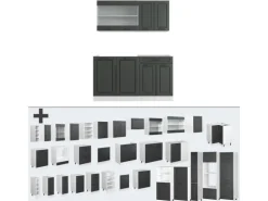 Vicco R-Line Singleküche Anthrazit Landhaus/Weiß 140 cm AP Marmor ohne E-Geräte