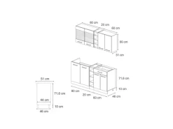 Vicco R-Line Singleküche Anthrazit Landhaus/Anthrazit 160 cm AP Anthrazit ohne E-Geräte