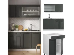 Vicco R-Line Singleküche Anthrazit Landhaus/Weiß 140 cm ohne Arbeitsplatte ohne E-Geräte