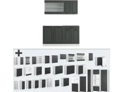 Vicco R-Line Singleküche Anthrazit Landhaus/Weiß 140 cm ohne Arbeitsplatte ohne E-Geräte