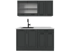 Vicco R-Line Singleküche Anthrazit Landhaus/Anthrazit 140 cm AP Marmor ohne E-Geräte