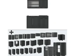 Vicco R-Line Singleküche Anthrazit Landhaus/Anthrazit 140 cm AP Marmor ohne E-Geräte