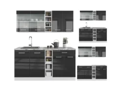 Vicco R-Line Singleküche Anthrazit Hochglanz/Weiß 160 cm ohne Arbeitsplatte ohne E-Geräte