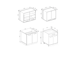 Vicco R-Line Singleküche Anthrazit Hochglanz/Weiß 140 cm AP Eiche ohne E-Geräte