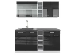 Vicco R-Line Singleküche Anthrazit Hochglanz/Weiß 160 cm AP Anthrazit ohne E-Geräte