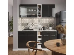 Vicco R-Line Singleküche Anthrazit Hochglanz/Weiß 160 cm AP Anthrazit ohne E-Geräte