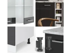 Vicco R-Line Singleküche Anthrazit Hochglanz/Weiß 160 cm AP Anthrazit ohne E-Geräte