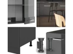 Vicco R-Line Singleküche Anthrazit Hochglanz/Anthrazit 140 cm ohne Arbeitsplatte ohne E-Geräte