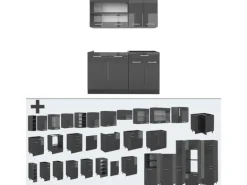 Vicco R-Line Singleküche Anthrazit Hochglanz/Anthrazit 140 cm ohne Arbeitsplatte ohne E-Geräte