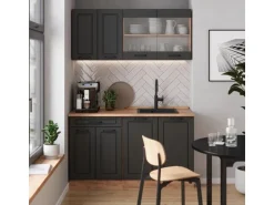 Vicco R-Line Singleküche Anthrazit Landhaus/Goldkraft Eiche 140 cm ohne Arbeitsplatte ohne E-Geräte