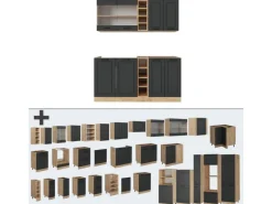 Vicco R-Line Singleküche Anthrazit Landhaus/Goldkraft Eiche 160 cm AP Anthrazit ohne E-Geräte