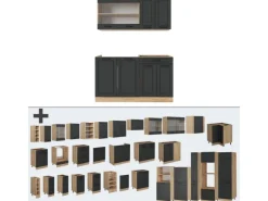 Vicco R-Line Singleküche Anthrazit Landhaus/Goldkraft Eiche 140 cm AP Anthrazit ohne E-Geräte