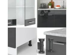 Vicco R-Line Singleküche Anthrazit Hochglanz/Weiß 140 cm AP Anthrazit ohne E-Geräte