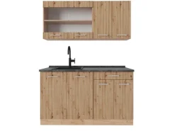 Vicco R-Line Singleküche Artisan-Eiche/Goldkraft Eiche 140 cm AP Anthrazit ohne E-Geräte