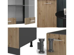 Vicco R-Line Singleküche Artisan Eiche/Anthrazit 140 cm AP Anthrazit ohne E-Geräte