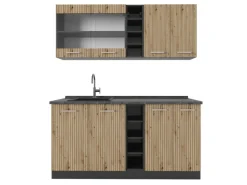 Vicco R-Line Singleküche Artisan Eiche/Anthrazit 160 cm ohne Arbeitsplatte ohne E-Geräte