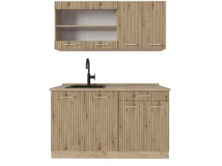 Vicco R-Line Singleküche Artisan-Eiche/Goldkraft Eiche 140 cm AP Eiche ohne E-Geräte