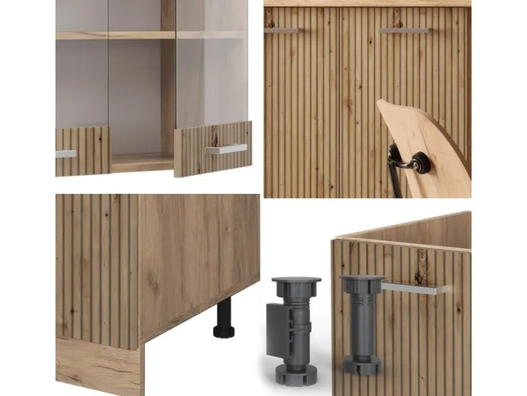 Vicco R-Line Singleküche Artisan-Eiche/Goldkraft Eiche 140 cm AP Eiche ohne E-Geräte