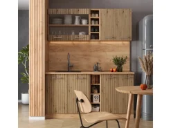 Vicco R-Line Singleküche Artisan-Eiche/Goldkraft Eiche 160 cm ohne Arbeitsplatte ohne E-Geräte